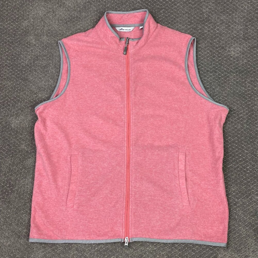 Peter Millar Thermal Micro Fleece Vest Men's XL Cape Red Full Zip Golf hiking